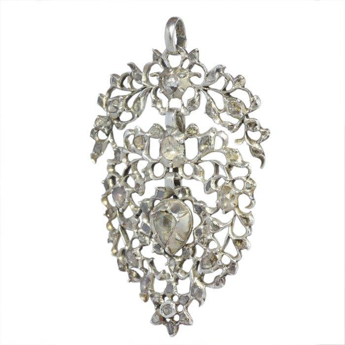Zonder Minimumprijs - Hanger Zilver - Diamant - Nederlands, Handtassen en Accessoires, Antieke sieraden