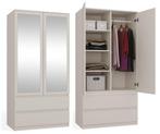 kledingkast  creme met spiegel 90 cm Creme (Kledingkasten), Huis en Inrichting, Kasten | Kleerkasten, Verzenden, Nieuw, 50 tot 100 cm