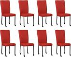 Set van 8 Rode leren moderne eetkamerstoelen - poot vierkant, Overige kleuren, Nieuw, Leer, Ophalen of Verzenden