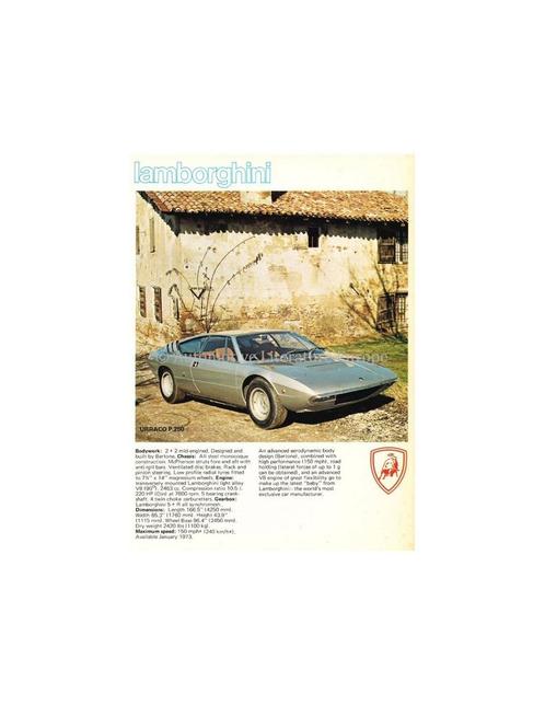 1973 LAMBORGHINI PRIJSLIJST BROCHURE ENGELS, Boeken, Auto's | Folders en Tijdschriften