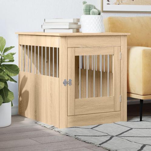vidaXL Hondenbench 64,5x80x71 cm bewerkt hout sonoma, Dieren en Toebehoren, Hondenhokken, Nieuw, Verzenden