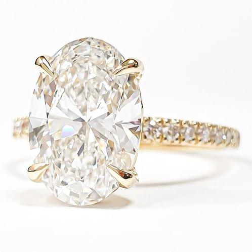 Ring - 14 karaat Geel goud - 2.29ct. tw. Diamant (Lab-grown), Handtassen en Accessoires, Ringen
