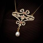 Zonder minimumprijs - Halsketting Zilver Robijn - Diamant, Handtassen en Accessoires, Kettingen, Nieuw