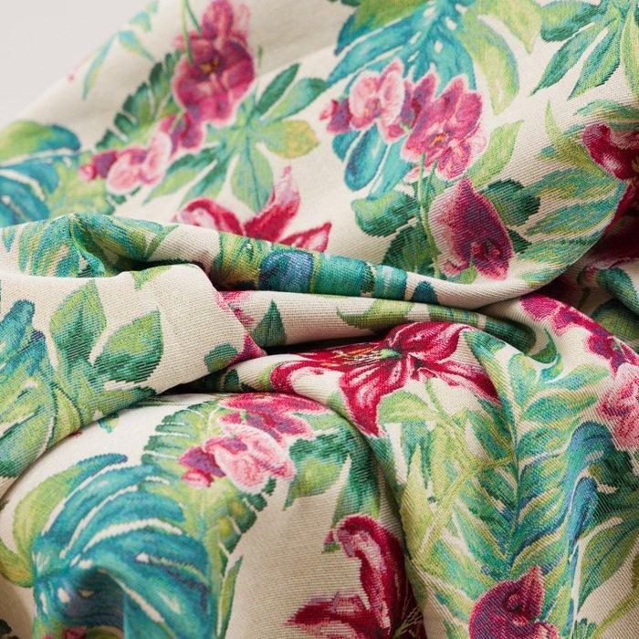 BA161 - Gobelinweefsel tropisch met monstera-bladeren en, Antiek en Kunst, Antiek | Tapijten, Tafelkleden en Textiel