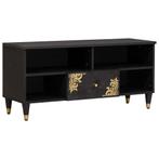 vidaXL TV Kast met lade Zwart 100 x 33 x 46 cm Massief Mango, Huis en Inrichting, Verzenden, Nieuw