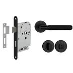 Deurbeslag set met WC-slot en deurklink Luxor mat zwart, Ophalen of Verzenden, Nieuw, Overige materialen, Klink of Kruk