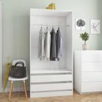 vidaXL Kledingkast 100x50x200 cm bewerkt hout hoogglans wit, Huis en Inrichting, Kasten | Kleerkasten, Verzenden, Nieuw