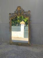 Spiegel- Grote bronzen spiegel met bloempot  - Brons, Glas, Antiek en Kunst