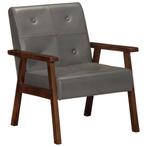 vidaXL Fauteuil echt leer grijs, Verzenden, Nieuw