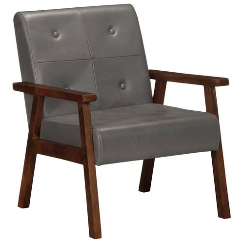 vidaXL Fauteuil echt leer grijs, Huis en Inrichting, Fauteuils, Nieuw, Verzenden