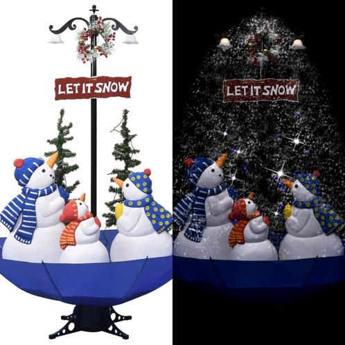 vidaXL Kerstboom sneeuwend met paraplubasis 170 cm PVC blauw, Diversen, Kerst, Nieuw, Verzenden
