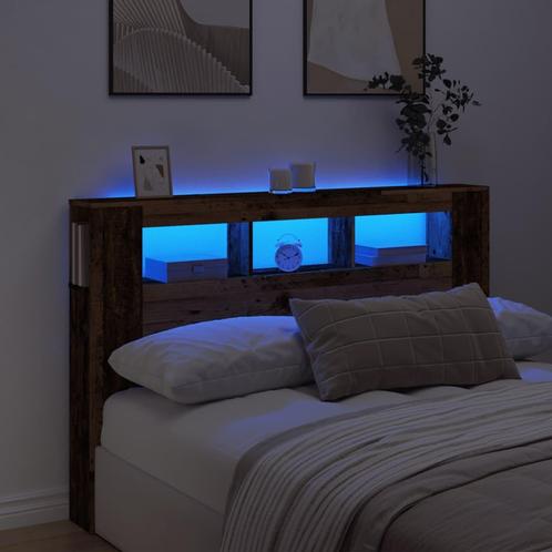 vidaXL Hoofdeinde met LED 160x18,5x103,5 cm bewerkt hout oud, Huis en Inrichting, Slaapkamer | Bedden, Nieuw, Verzenden