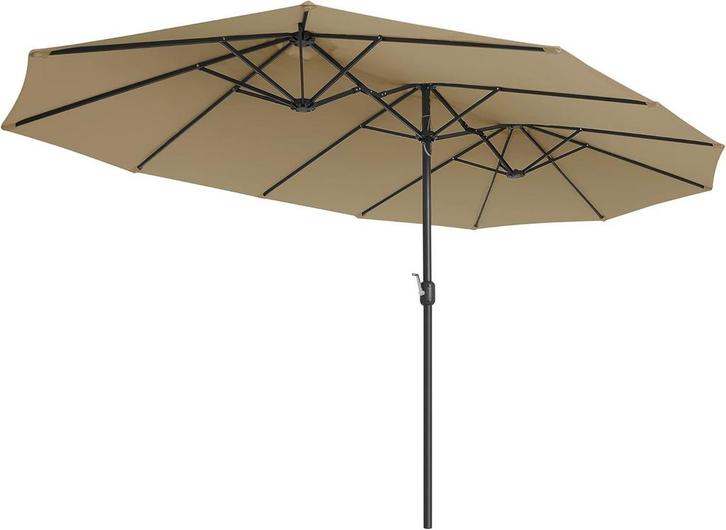 Dubbele parasol - 460x270 cm - met hendel -  met stok voor, Tuin en Terras, Zonneschermen, Verzenden