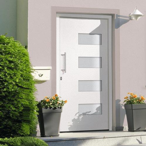 vidaXL Voordeur 100x200 cm aluminium en PVC wit, Doe-het-zelf en Bouw, Deuren en Vliegenramen, Nieuw, Verzenden