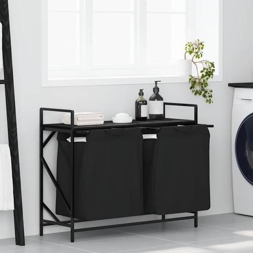 vidaXL Wasmand 2 vakken met plank zwart eikenkleurig, Huis en Inrichting, Woonaccessoires | Overige, Nieuw, Verzenden