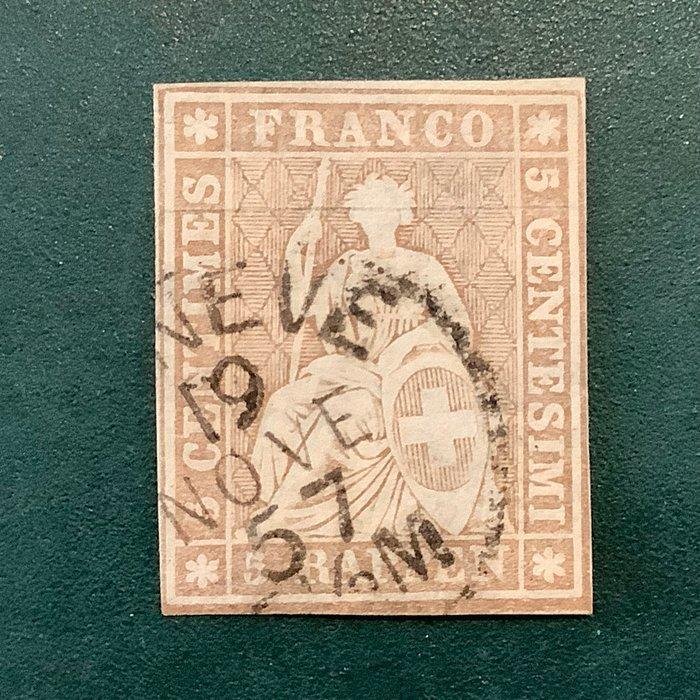 Zwitserland 1856 - 5 Rp Berner Druk I met fotocertificaat -, Postzegels en Munten, Postzegels | Europa | Oostenrijk