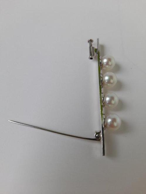 Broche - 18 karaat Witgoud Parel - Parel - Elegante, Handtassen en Accessoires, Antieke sieraden