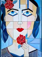 Tina Art - Girl with a rose, Antiek en Kunst, Kunst | Schilderijen | Modern