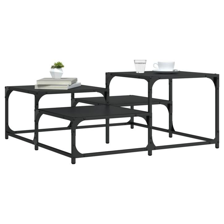 vidaXL Salontafel 87,5x87,5x40 cm bewerkt hout zwart, Huis en Inrichting, Tafels | Salontafels, Nieuw, Verzenden