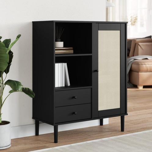 vidaXL Hoge kast SENJA rattan-look 90x40x112 cm grenenhout, Huis en Inrichting, Kasten | Dressoirs, Nieuw, Verzenden