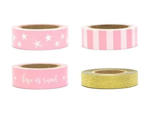Washi Tape Lichtroze Goud 10m 4st, Hobby en Vrije tijd, Feestartikelen, Nieuw, Verzenden