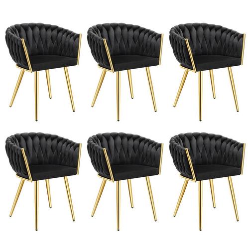 tectake Set eetkamerstoelen Astano fluweel, knoopdesign - zw, Huis en Inrichting, Stoelen, Verzenden