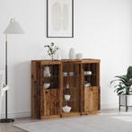 vidaXL Dressoir met LED Verlichting Oud Hout 123x37x100 cm, Huis en Inrichting, Verzenden, Nieuw