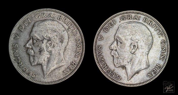 Verenigd Koninkrijk. George V. Half Crown 1930/1936 2 coins, Postzegels en Munten, Munten | Europa | Niet-Euromunten