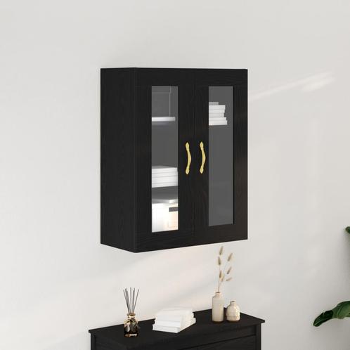 vidaXL Wandkast met Glazen Deuren Zwart Eik 69,5x34x90 cm, Huis en Inrichting, Kasten | Dressoirs, Nieuw, Verzenden