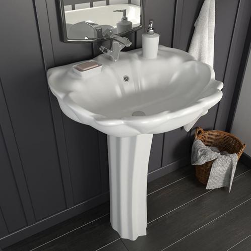 vidaXL Wastafel op voet vrijstaand 580x510x200 mm keramiek, Doe-het-zelf en Bouw, Sanitair, Nieuw, Verzenden