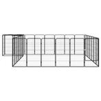 Hondenkennel 30 panelen 50 x 100 cm gepoedercoat staal zwart, Dieren en Toebehoren, Verzenden, Nieuw