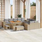 vidaXL 13-delige tuinset met kussens in beige poly rattan en, Verzenden, Nieuw