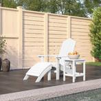 vidaXL Tuinstoel Adirondack met voetenbank en tafel HDPE wit, Tuin en Terras, Tuinstoelen, Verzenden, Nieuw