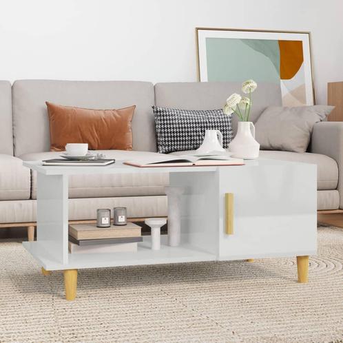 vidaXL Salontafel 90x50x40 cm bewerkt hout hoogglans wit, Huis en Inrichting, Tafels | Salontafels, Nieuw, Verzenden