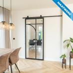 Stalen Schuifdeur Zwart 5 Vlaks rond Maatwerk Helder glas, Doe-het-zelf en Bouw, Nieuw, Metaal, Inclusief glas