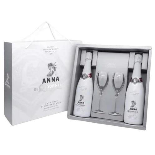 Gift Pack 2 x Anna Cava Blanc de Blancs + 2 glazen, Verzamelen, Wijnen
