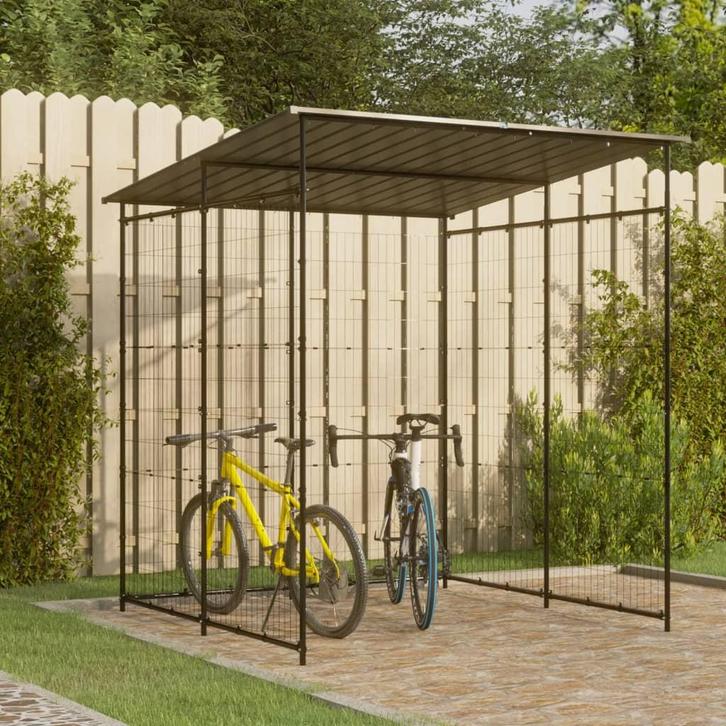 vidaXL Fietsenstalling 190x190x222 cm staal zwart, Fietsen en Brommers, Fietsen | Racefietsen, Nieuw, Verzenden