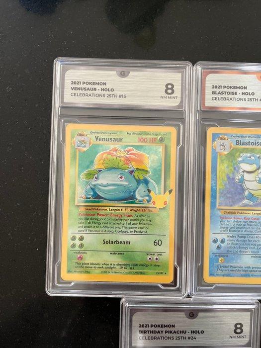 Pokémon - 3 Graded card - Venusaur, Blastoise, Pikachu Foil,, Hobby & Loisirs créatifs, Jeux de cartes à collectionner | Pokémon