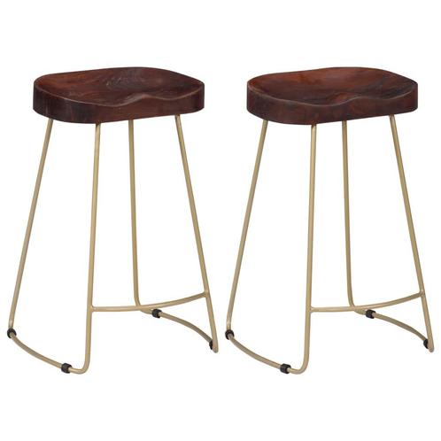 vidaXL Tabourets de bar Gavin lot de 2 bois de manguier, Maison & Meubles, Tabourets de bar, Neuf, Envoi