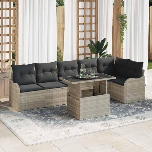 vidaXL Tuinbank Set 7 pcs Lichtgrijs 100 x 55 x 73 cm Poly, Tuin en Terras, Tuinsets en Loungesets, Nieuw, Verzenden