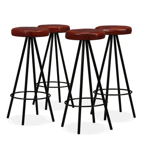 vidaXL Tabourets de bar lot de 4 cuir véritable, Maison & Meubles, Tabourets de bar, Neuf, Envoi