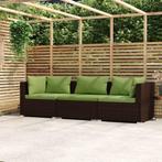 vidaXL Bank 3-zits met kussens poly rattan bruin, Tuin en Terras, Tuinsets en Loungesets, Verzenden, Nieuw