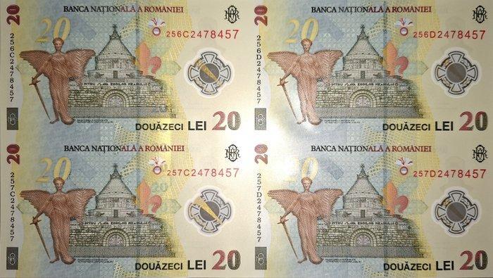 Roemenië. - 4 x 20 lei 2025 - Pick 119Ac1 - in original, Timbres & Monnaies, Billets de banque | Europe | Billets non-euro