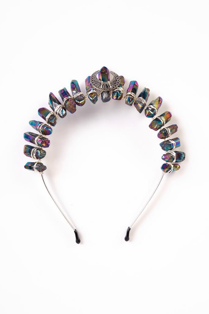 Haarband Bergkristal Zwart Oliekleur Maan Kristal Diadeem Fa, Kleding | Dames, Carnavalskleding en Feestkleding, Nieuw, Ophalen of Verzenden