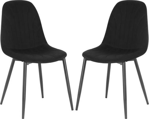 2x Luxe eetkamerstoel - zwart met metalen frame - fluwelen, Huis en Inrichting, Stoelen, Verzenden