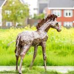 Figuur - Groot metalen pony - lengte 140 cm - Staal