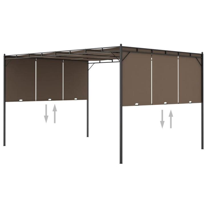 vidaXL Tuinprieel met zijgordijn 4x3x2,25 m taupe, Tuin en Terras, Partytenten, Nieuw, Verzenden