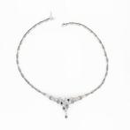 Halsketting - 18 karaat Witgoud Saffier - Diamant, Nieuw