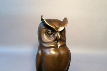 sculptuur, The wise owl - 23 cm - Bronzen beeld de wijze uil, Antiek en Kunst