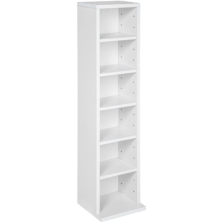 tectake CD mediakast met 6 vakken 90x21x20cm - wit, Huis en Inrichting, Woonaccessoires | Cd- en Dvd-rekken, Verzenden